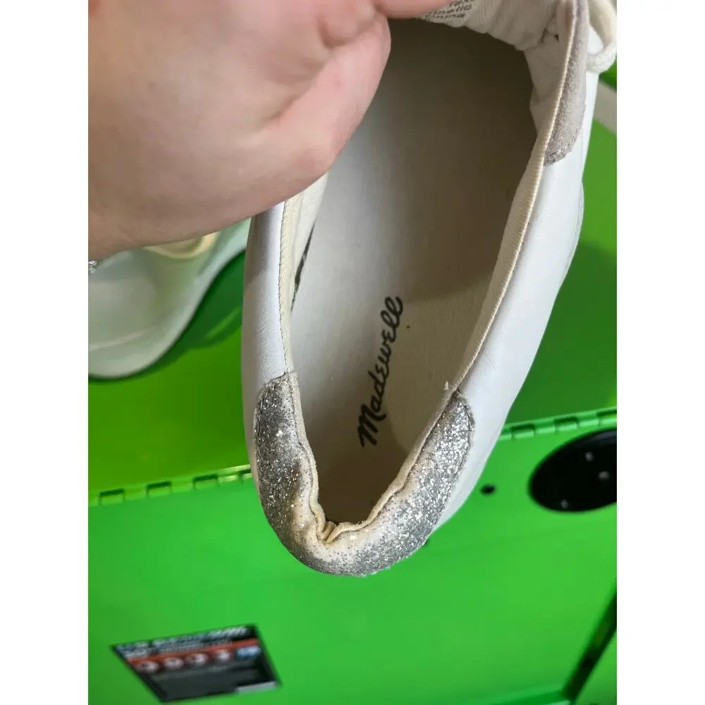 Madewell Leather Sneakers White Gray Low Top Casual Shoes Sz 9